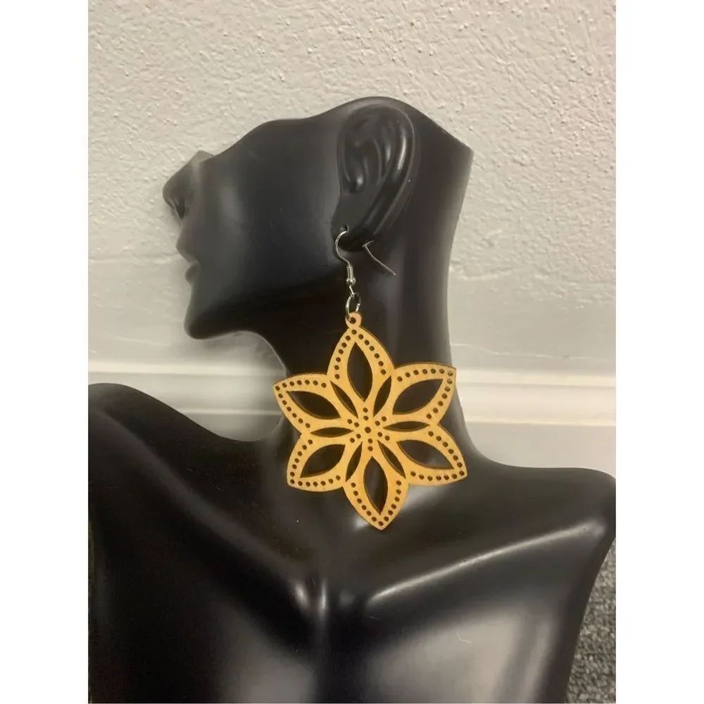 Wooden Statement Earrings 